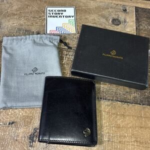 Filippo Morato Black Leather Wallet Bifold